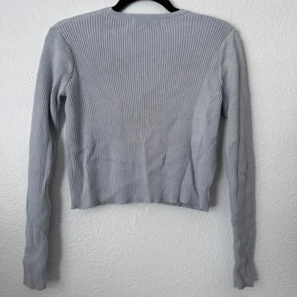 Brandy Melville Light Gray Ribbed Cardigan - Picture 7 of 7